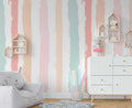 Pastel Rainbow Striped Wallpaper: Children's Room Decor, Peel and Stick