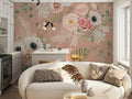 Pink Floral Wallpaper: Rose Wall Art, Peel and Stick