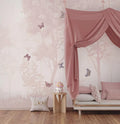 Pink Forest Butterfly Wallpaper - Girl Nursery Decor - Peel and Stick