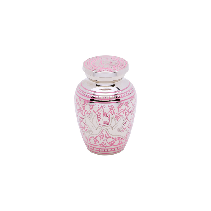 Pink Loving Doves Brass Keepsake Urn — ISU-RJ-0082