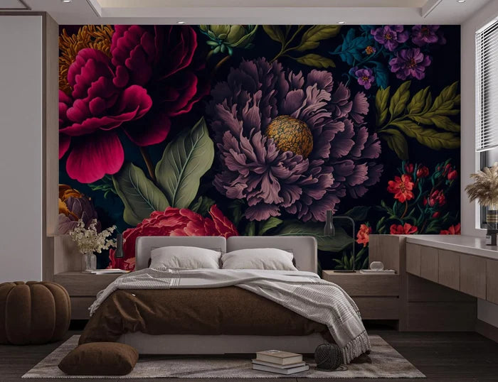Pink & Purple Floral Wallpaper: Modern Self Adhesive Wall Mural