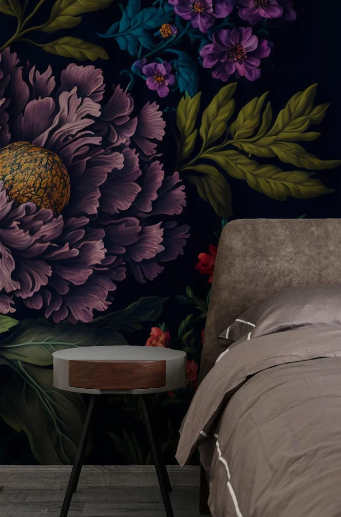 Pink & Purple Floral Wallpaper: Modern Self Adhesive Wall Mural