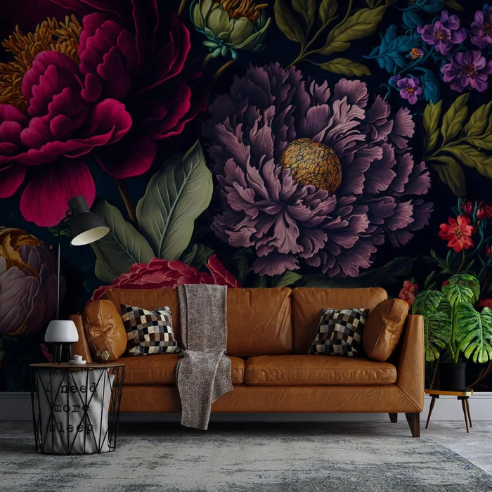 Pink & Purple Floral Wallpaper: Modern Self Adhesive Wall Mural