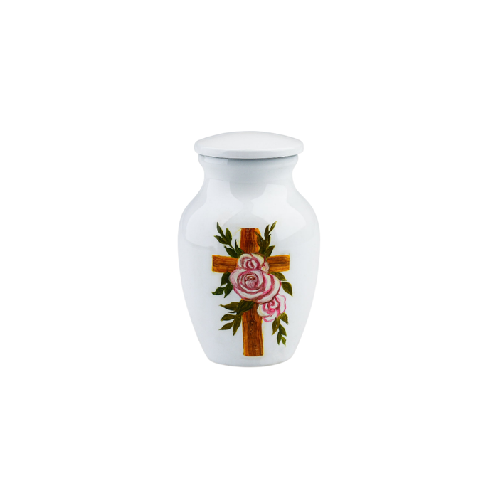 Pink Rose Cross Artist Keepsake Urn — ISU-RJ-0035