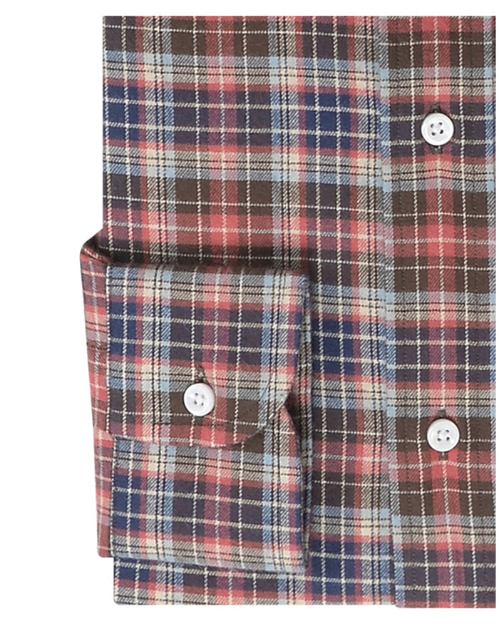 Pink Sky Brown Navy Madras Flannel Work Shirt