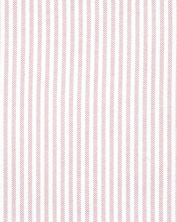 Close up of the custom oxford shirt for men by Luxire in white with pink university stripes