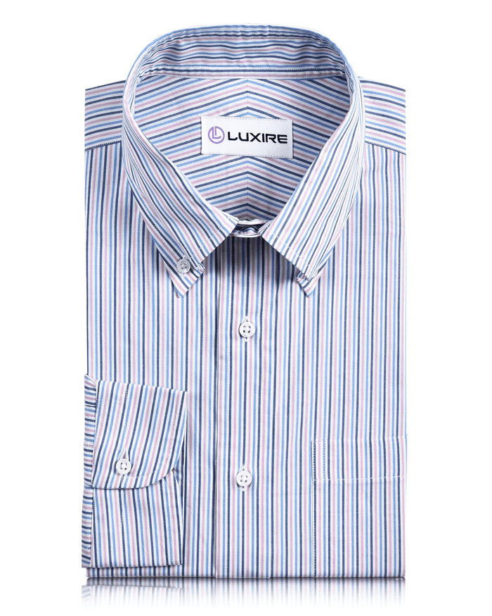 Pink White Blue Alternate Stripes Shirt