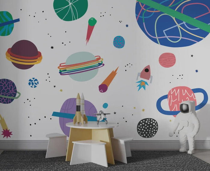Planets in Outer Space Wallpaper: Solar System Wall Decor
