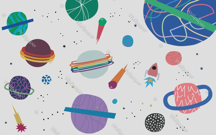 Planets in Outer Space Wallpaper: Solar System Wall Decor