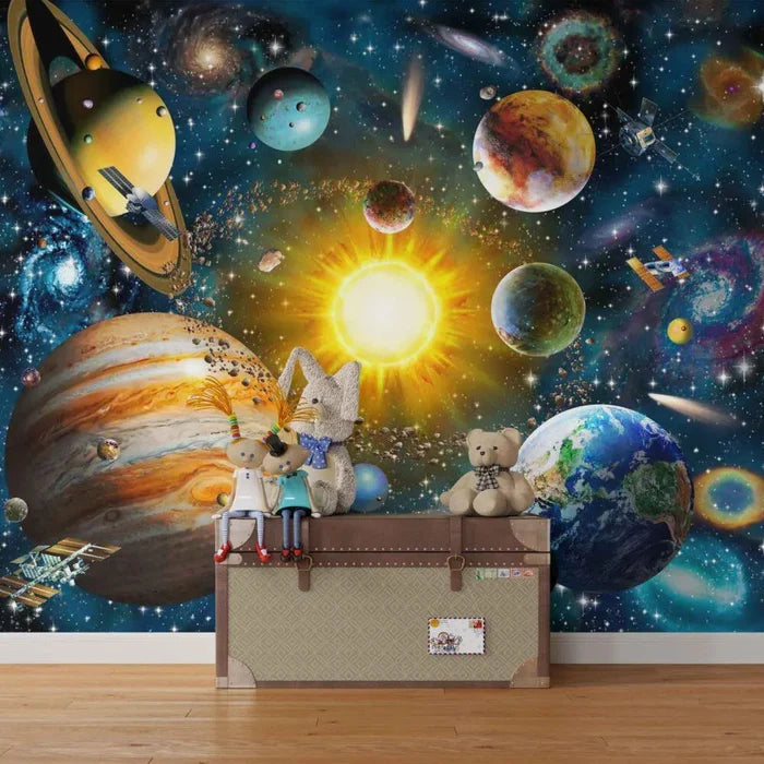 Planets in Outer Space Wallpaper: Solar System Wall Decor