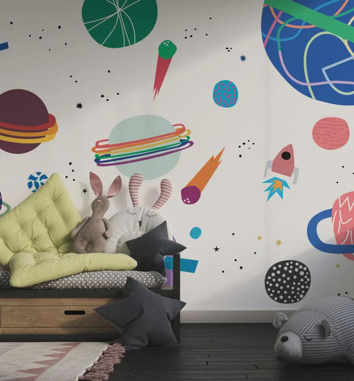 Planets in Outer Space Wallpaper: Solar System Wall Decor
