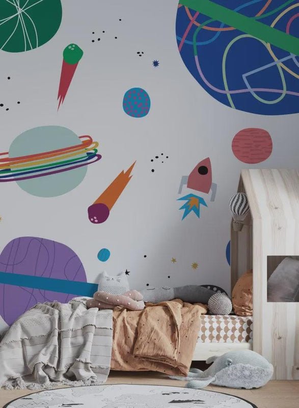 Planets in Outer Space Wallpaper: Solar System Wall Decor