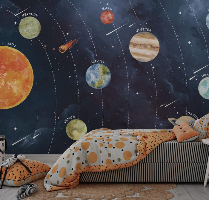 Planets Wallpaper Mural: Solar System Space Theme