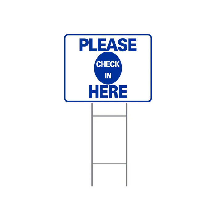 PLEASE CHECK IN HERE DOUBLE-SIDED H-Stake Sign (SG-308D2)