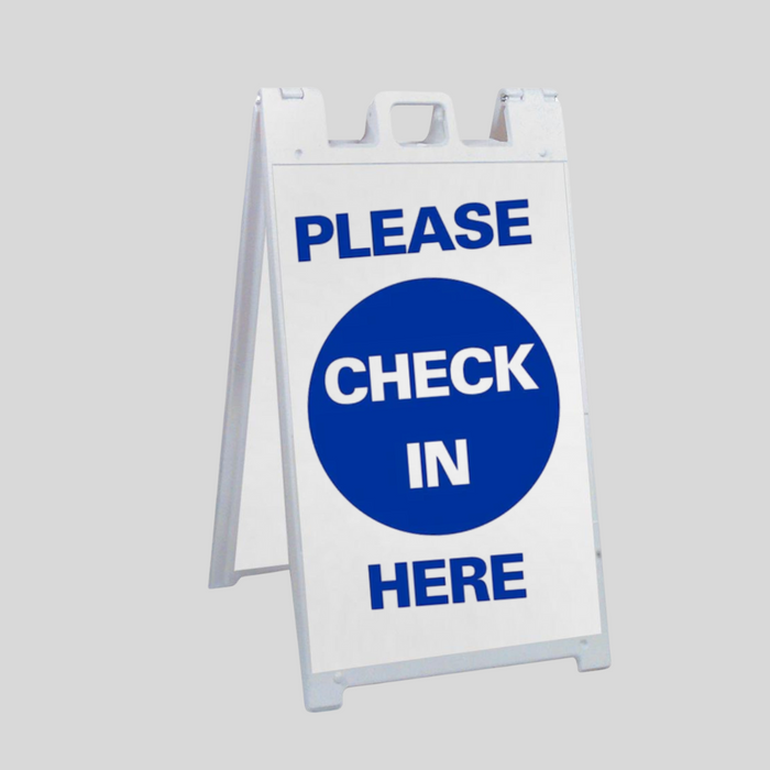 PLEASE CHECK IN HERE Large A-Frame Sign (SG-308B)