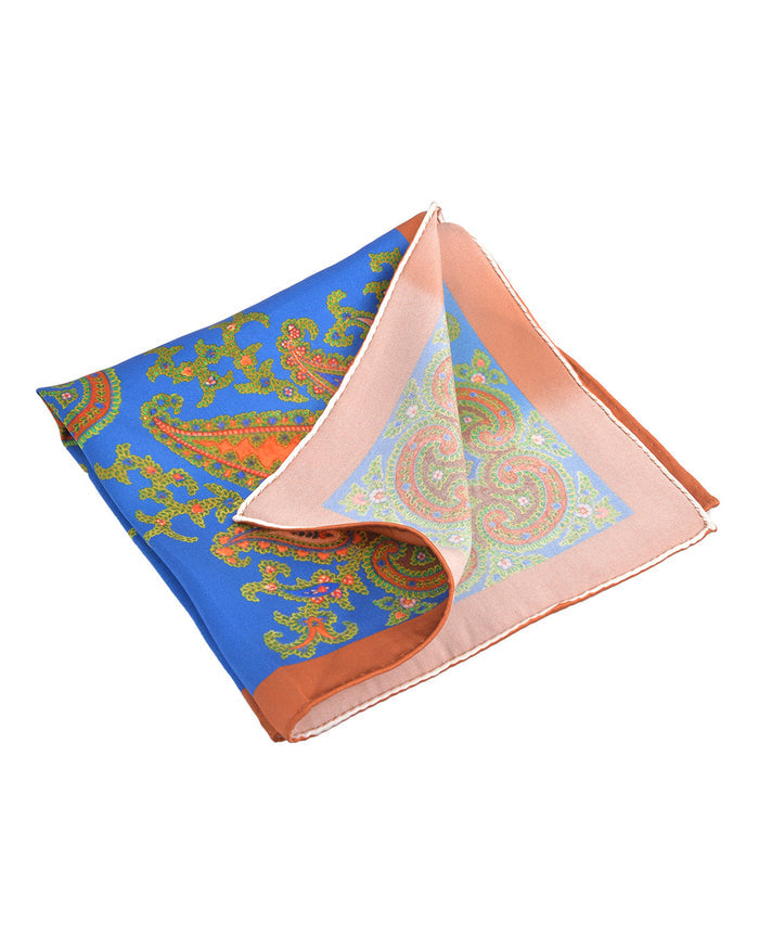 Pocket Square- Paisley Creeper On Blue