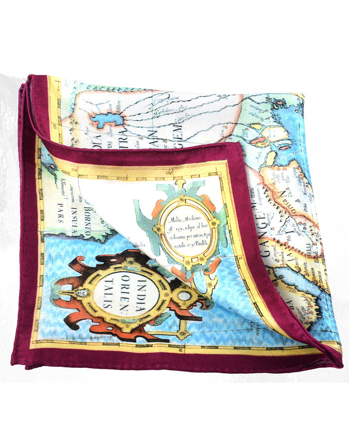 Pocket Square-Blue Map