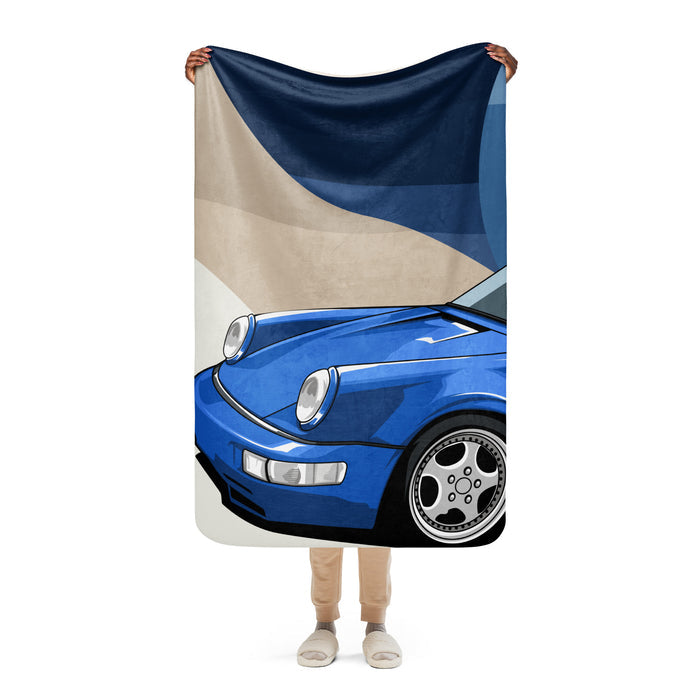 Porsche 964 Turbo Sherpa Throw Blanket - Classic Car Decor - Luxury Home Accent - Classic Porsche 911 Clothing & Accessory | Bexco Automotive