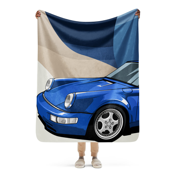 Porsche 964 Turbo Sherpa Throw Blanket - Classic Car Decor - Luxury Home Accent – Throw Blanket (view 2)