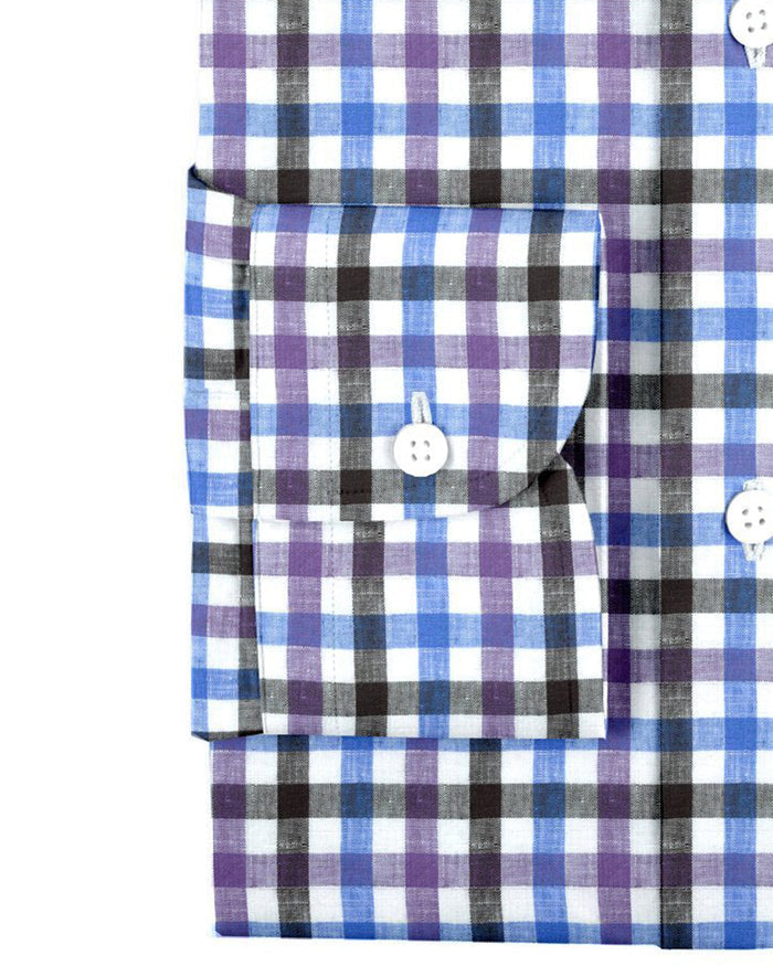 Purple Blue Black Gingham Linen