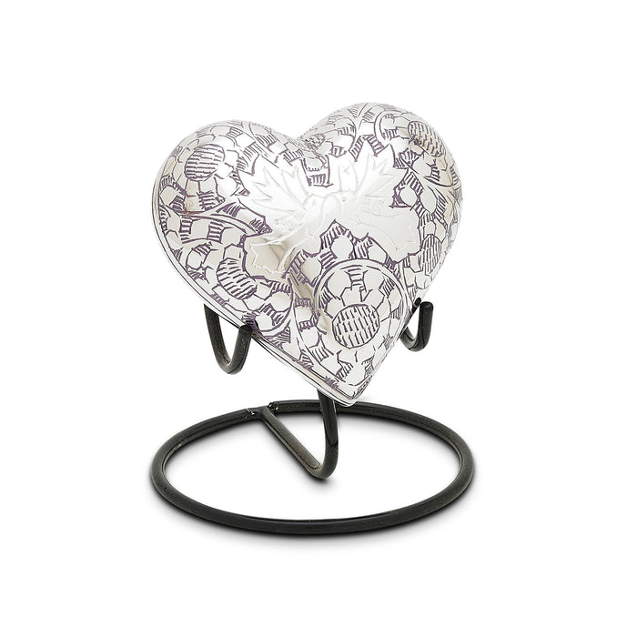 Purple Loving Doves Brass Heart Keepsake — ISU-RJ-0084