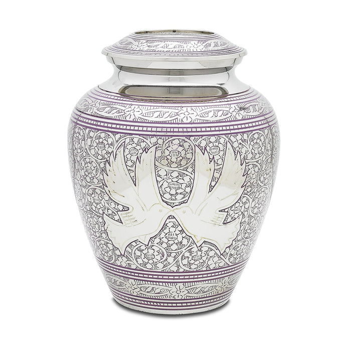 Purple Loving Doves Brass Urn — ISU-RJ-0083