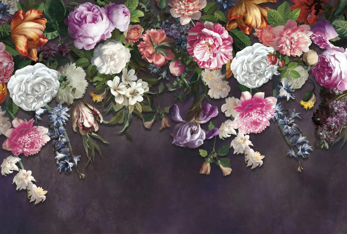 Purple Roses Wallpaper Mural: Elegant Floral Wall Decor