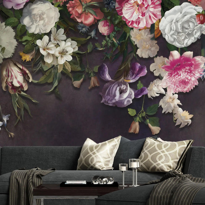 Purple Roses Wallpaper Mural: Elegant Floral Wall Decor