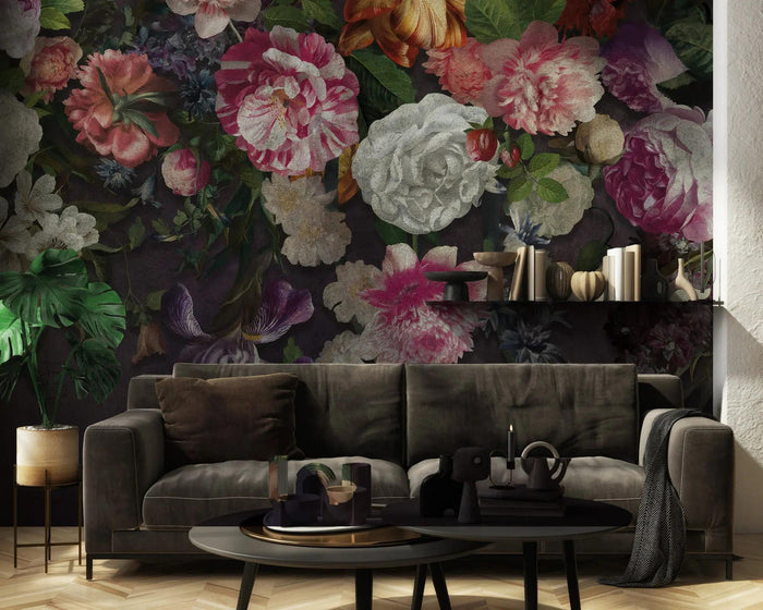 Purple Roses Wallpaper Mural: Elegant Floral Wall Decor