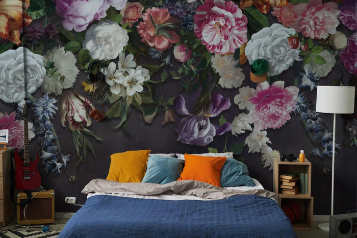 Purple Roses Wallpaper Mural: Elegant Floral Wall Decor