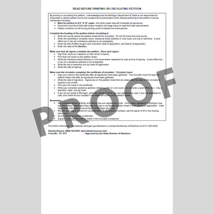Qualifying Petition Candidate without Party Affiliation - County Wide (PT-811)