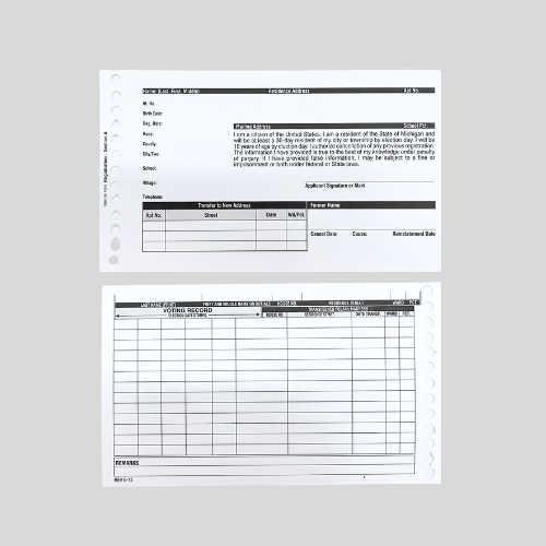 QVF Master Card with Voter History (FM-125 QVF)