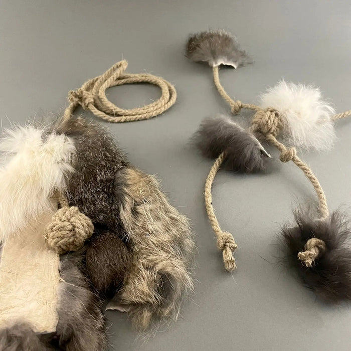 Rabbit Fur Cat Toy Set - Monkeyfist & Quadropus