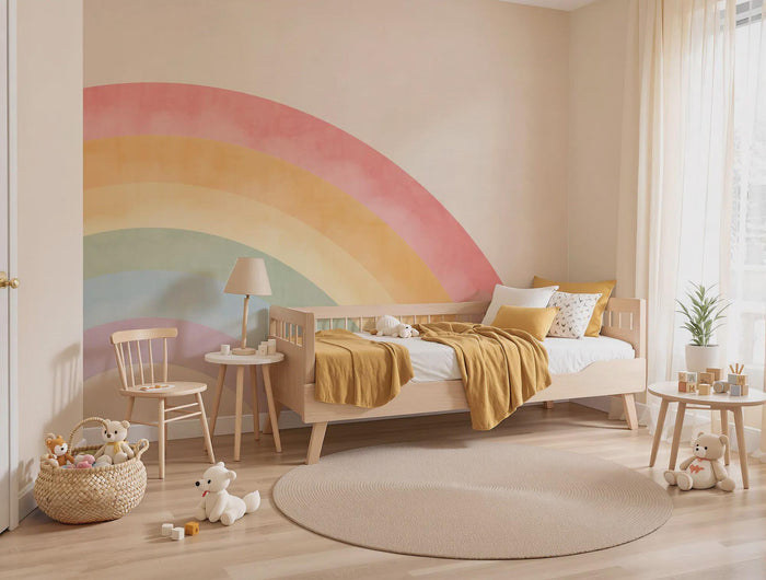 Rainbow Cloud Wallpaper: Foggy Nursery Decor, Peel and Stick