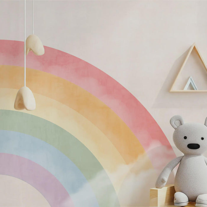 Rainbow Cloud Wallpaper: Foggy Nursery Decor, Peel and Stick