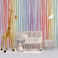 Rainbow Lines Kids Room Wallpaper: Peel and Stick Nursery Decor