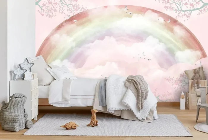 Rainbow Nursery Wallpaper: Colorful Kids Room Mural