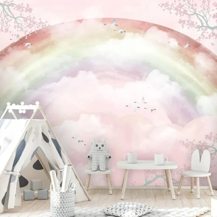 Rainbow Nursery Wallpaper: Colorful Kids Room Mural