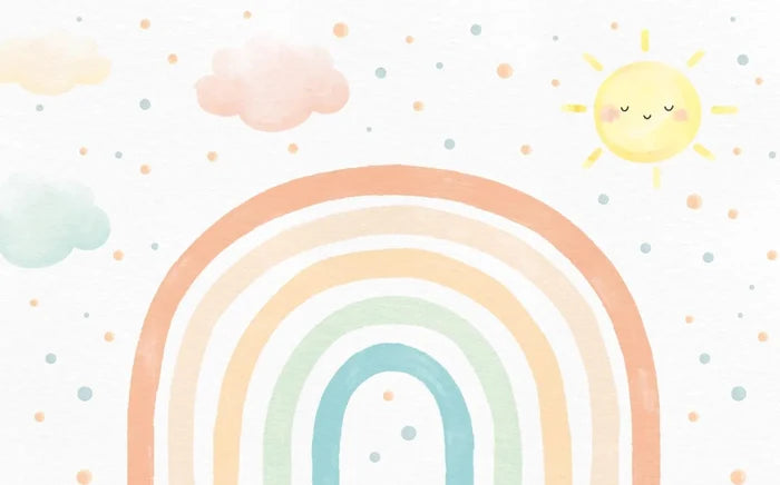 Rainbow Nursery Wallpaper: Soft Sun, Peel and Stick Kids Room Decor