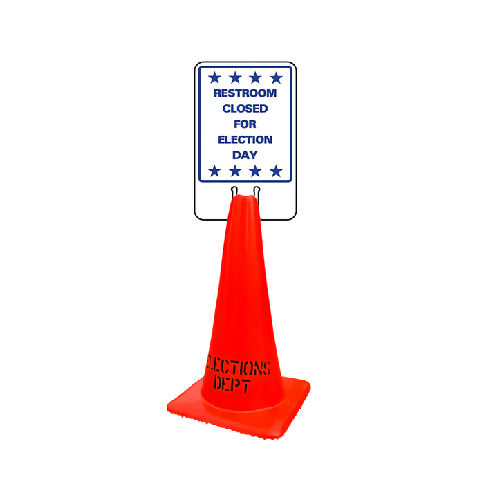 RESTROOM CLOSED FOR ELECTION DAY Cone Topper Sign (SG-304I1)