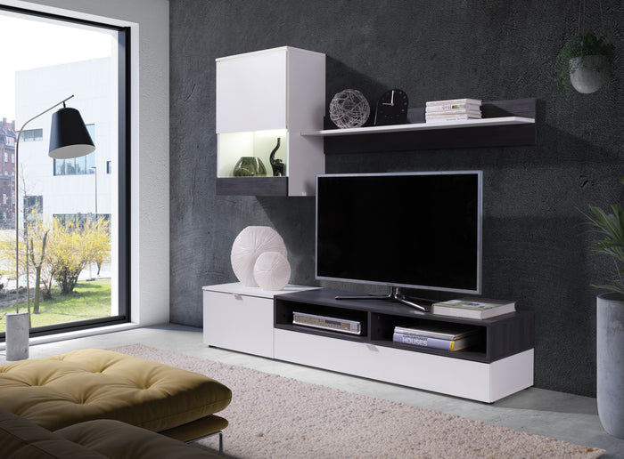 RICKO WHITE/DARK OAKFlat packed for self-assembly with a clear and easy instructions. Modern design makes it suitable for any interior. Extras:REMOTE CONTROL 16 COLORS LED LIGHTS £20Anna Furniture