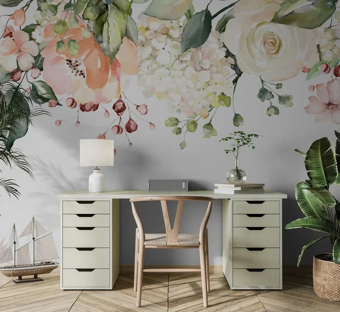 Rose Botany Wallpaper Mural: Plant Peel and Stick Wall Art