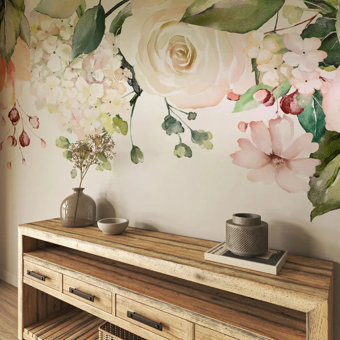 Rose Botany Wallpaper Mural: Plant Peel and Stick Wall Art