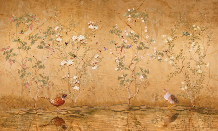 Rose Garden Nightingale Wallpaper: Elegant Floral Wall Decor