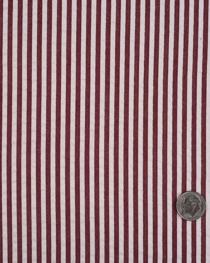 Rose Red White Bengal Stripes Seersucker