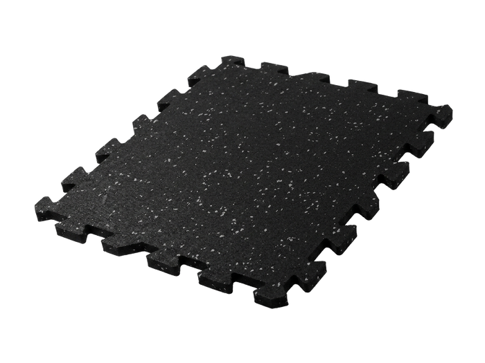 RubberBox Interlock Rubber Gym Tiles – 8mm Black/Grey Speckle – Pack of 8