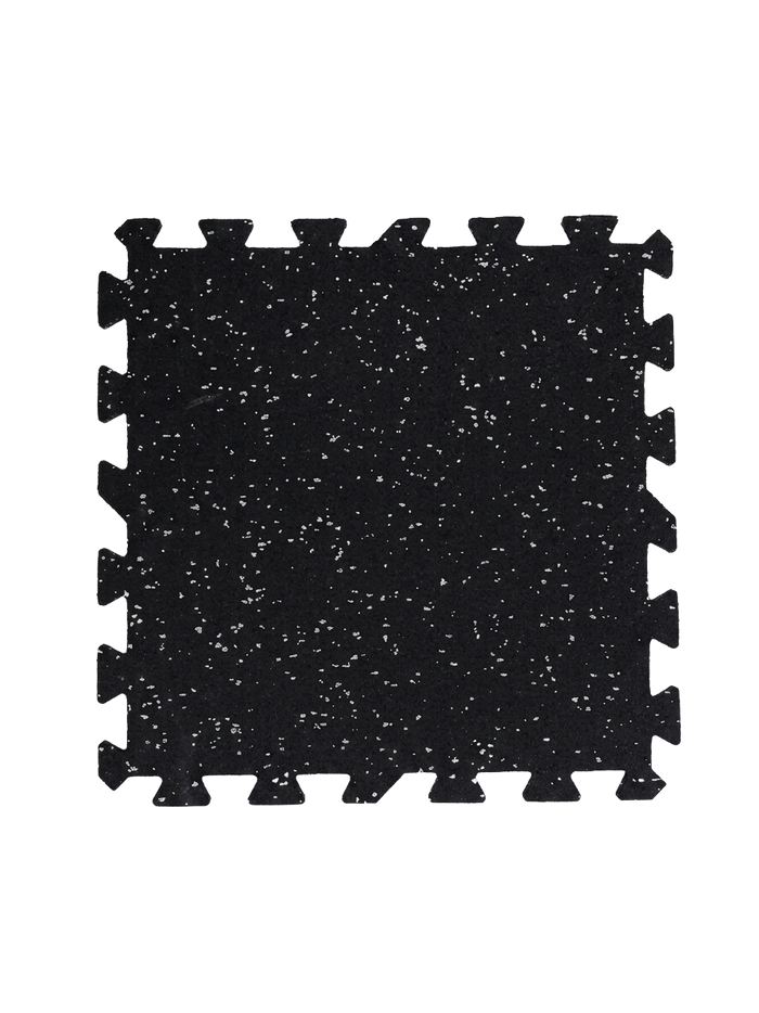 RubberBox Interlock Rubber Gym Tiles – 8mm Black/Grey Speckle – Pack of 8