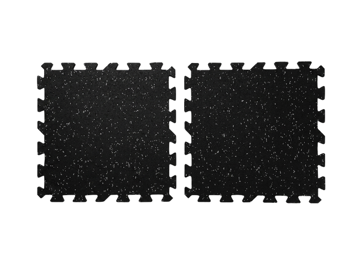 RubberBox Interlock Rubber Gym Tiles – 8mm Black/Grey Speckle – Pack of 8