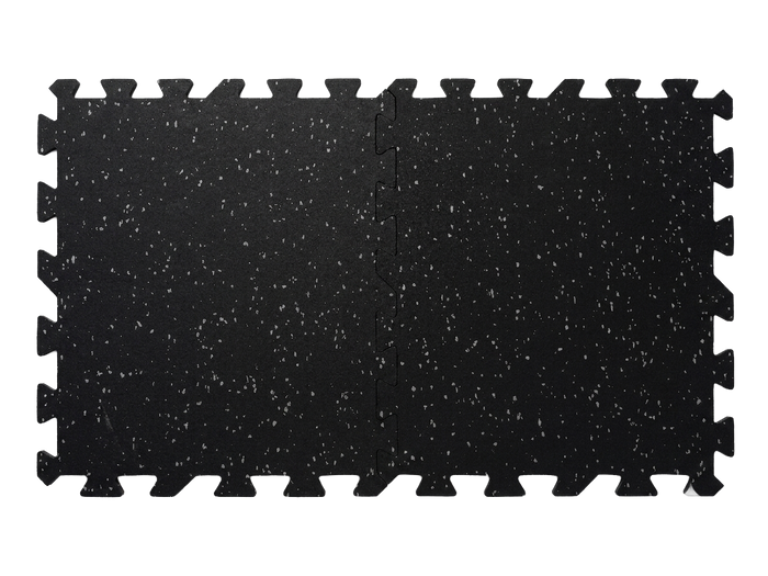 RubberBox Interlock Rubber Gym Tiles – 8mm Black/Grey Speckle – Pack of 8