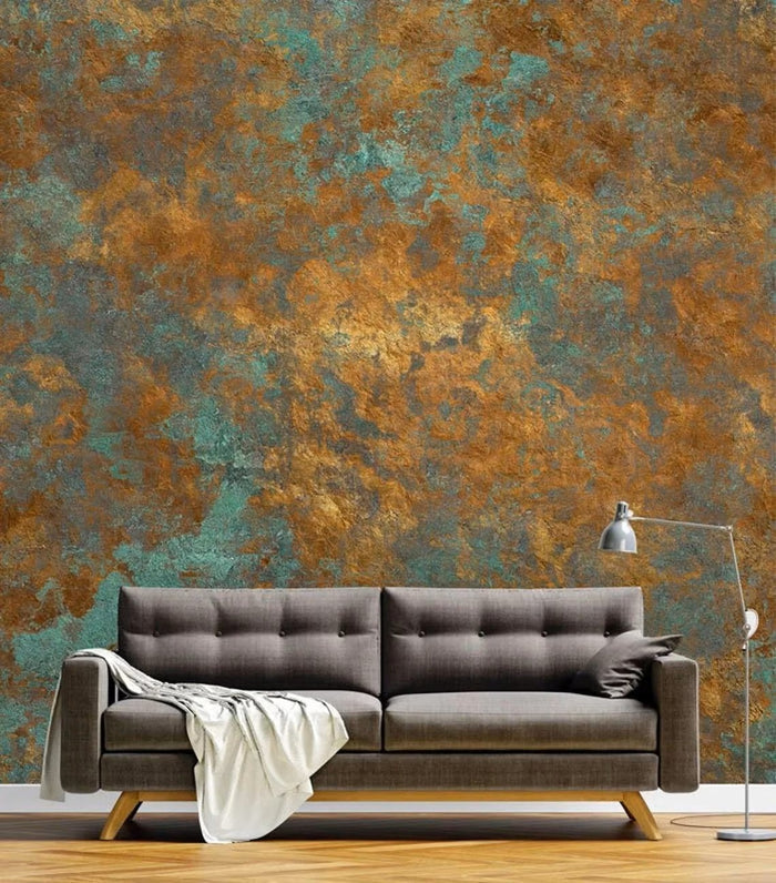 Rusty Copper Effect Wallpaper: Self-Adhesive Green Deco Art Mural